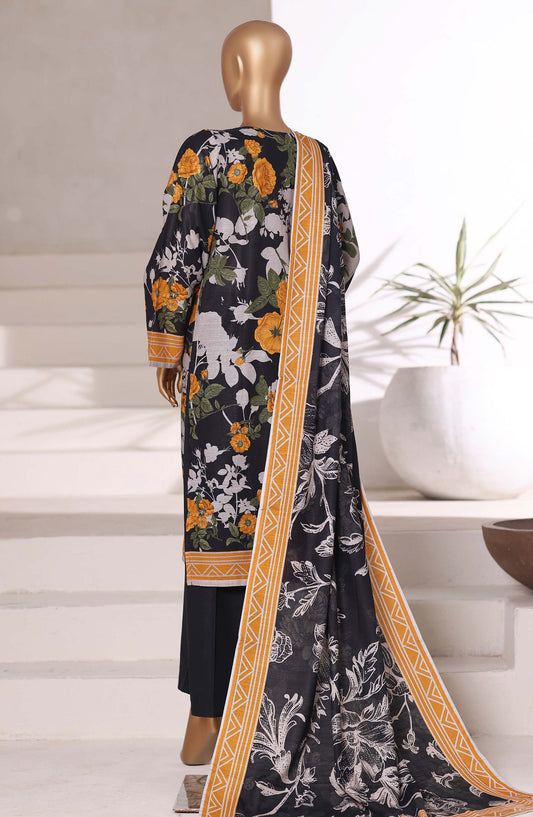 Sadabahar Printed Khaddar Stitched 3 Piece Suit - Design-02 - SBD25KHD - Black - Winter Collection
