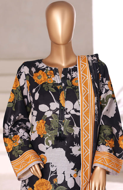Sadabahar Printed Khaddar Stitched 3 Piece Suit - Design-02 - SBD25KHD - Black - Winter Collection