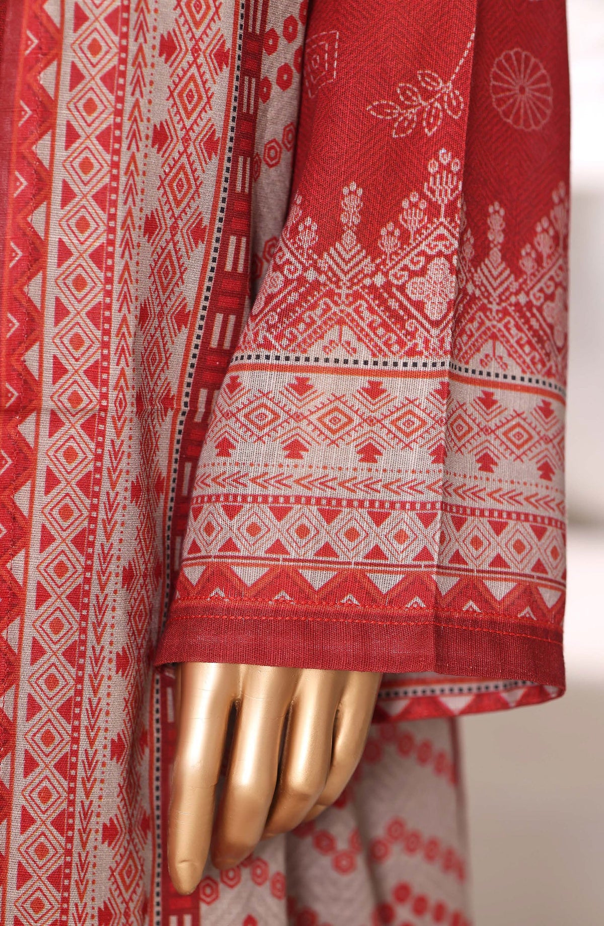 Sadabahar Printed Khaddar Stitched 3 Piece Suit - Design-01 - SBD25KHD - Red - Winter Collection