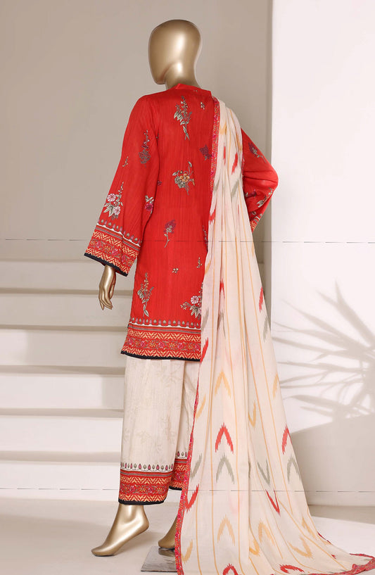 Sadabahar Printed Lawn Stitched 3 Piece Suit - D-03 - SBD26WV7 - Red - Summer Collection