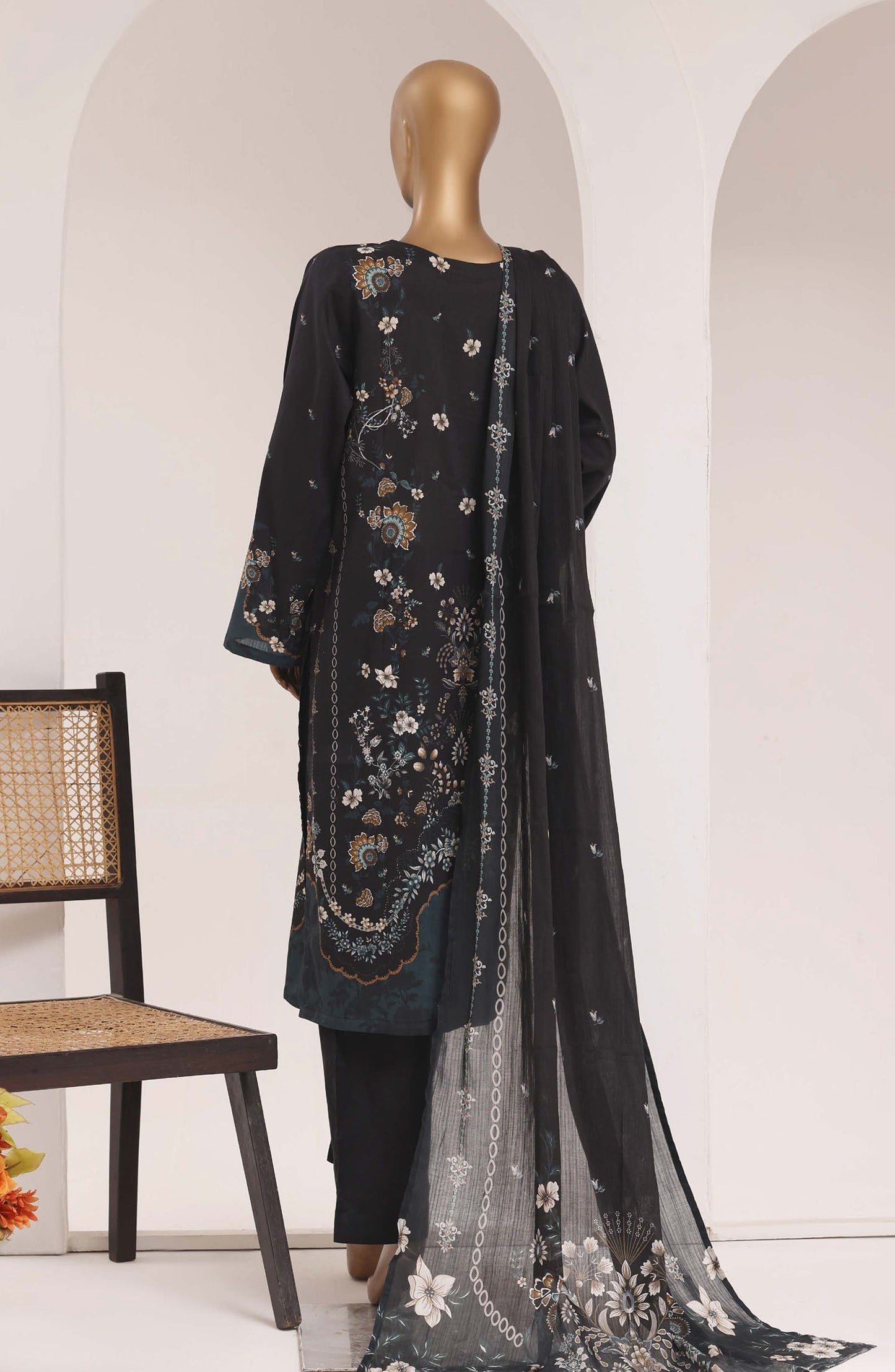 Sadabahar Printed Lawn Stitched 3 Piece Suit - D-08 - SBD26TEN - Black - Summer Collection