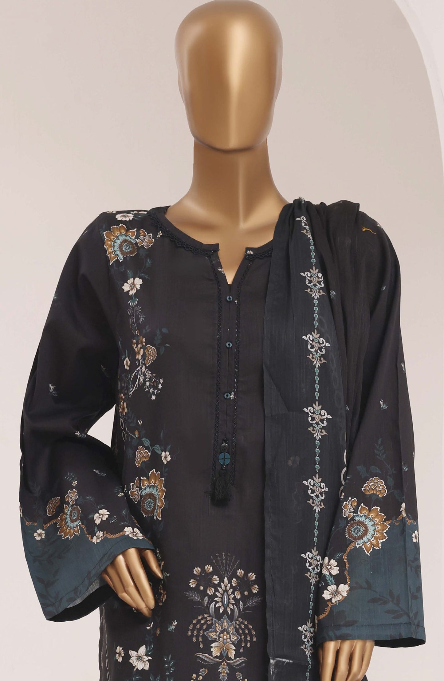 Sadabahar Printed Lawn Stitched 3 Piece Suit - D-08 - SBD26TEN - Black - Summer Collection