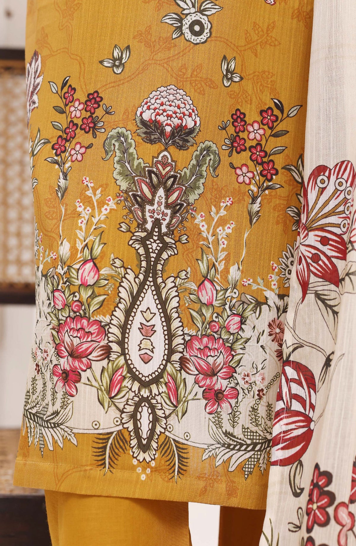 Sadabahar Printed Lawn Stitched 3 Piece Suit - D-06 - SBD26TEN - Mustard - Summer Collection
