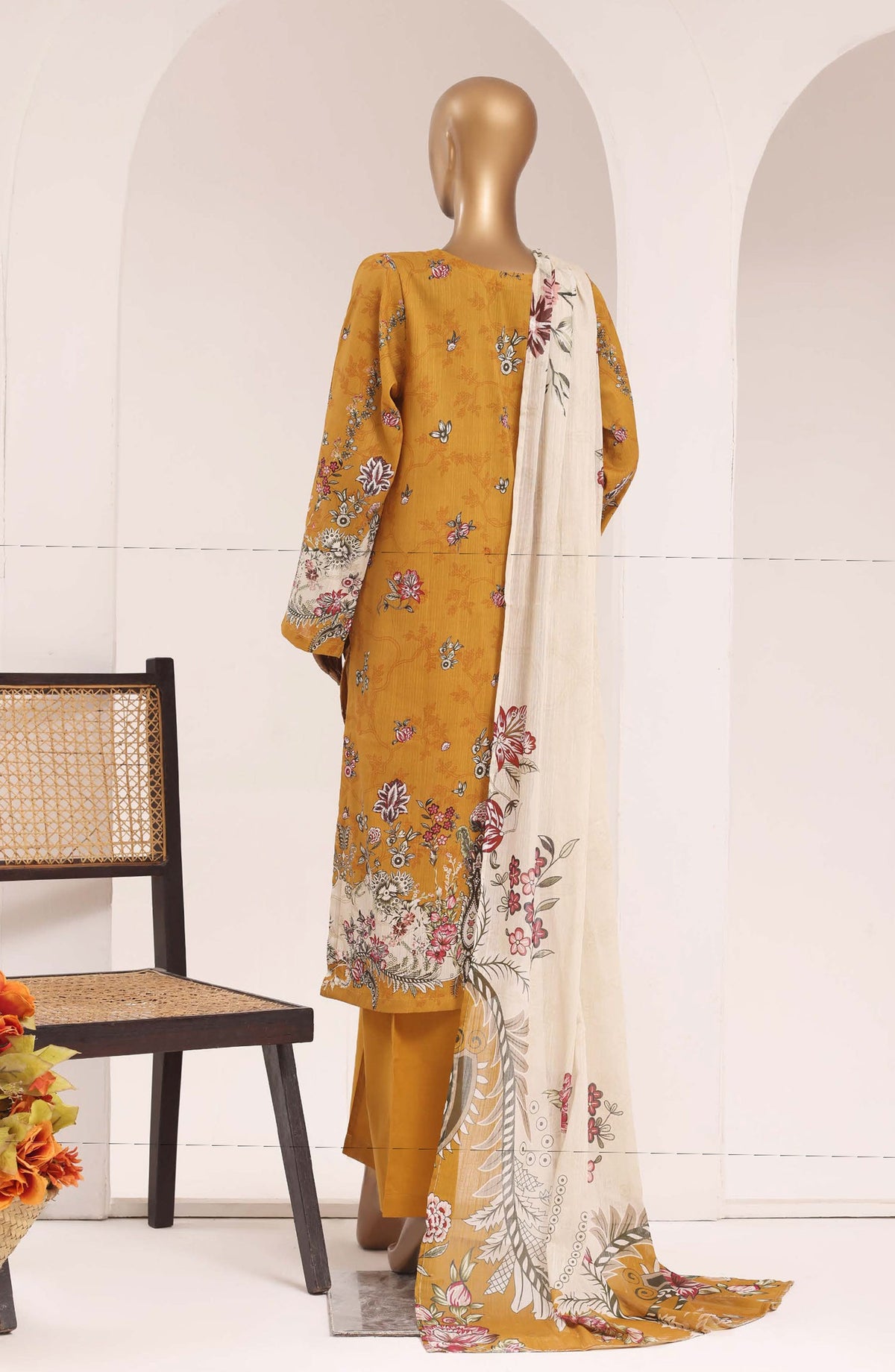 Sadabahar Printed Lawn Stitched 3 Piece Suit - D-06 - SBD26TEN - Mustard - Summer Collection