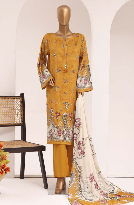 Sadabahar Printed Lawn Stitched 3 Piece Suit - D-06 - SBD26TEN - Mustard - Summer Collection