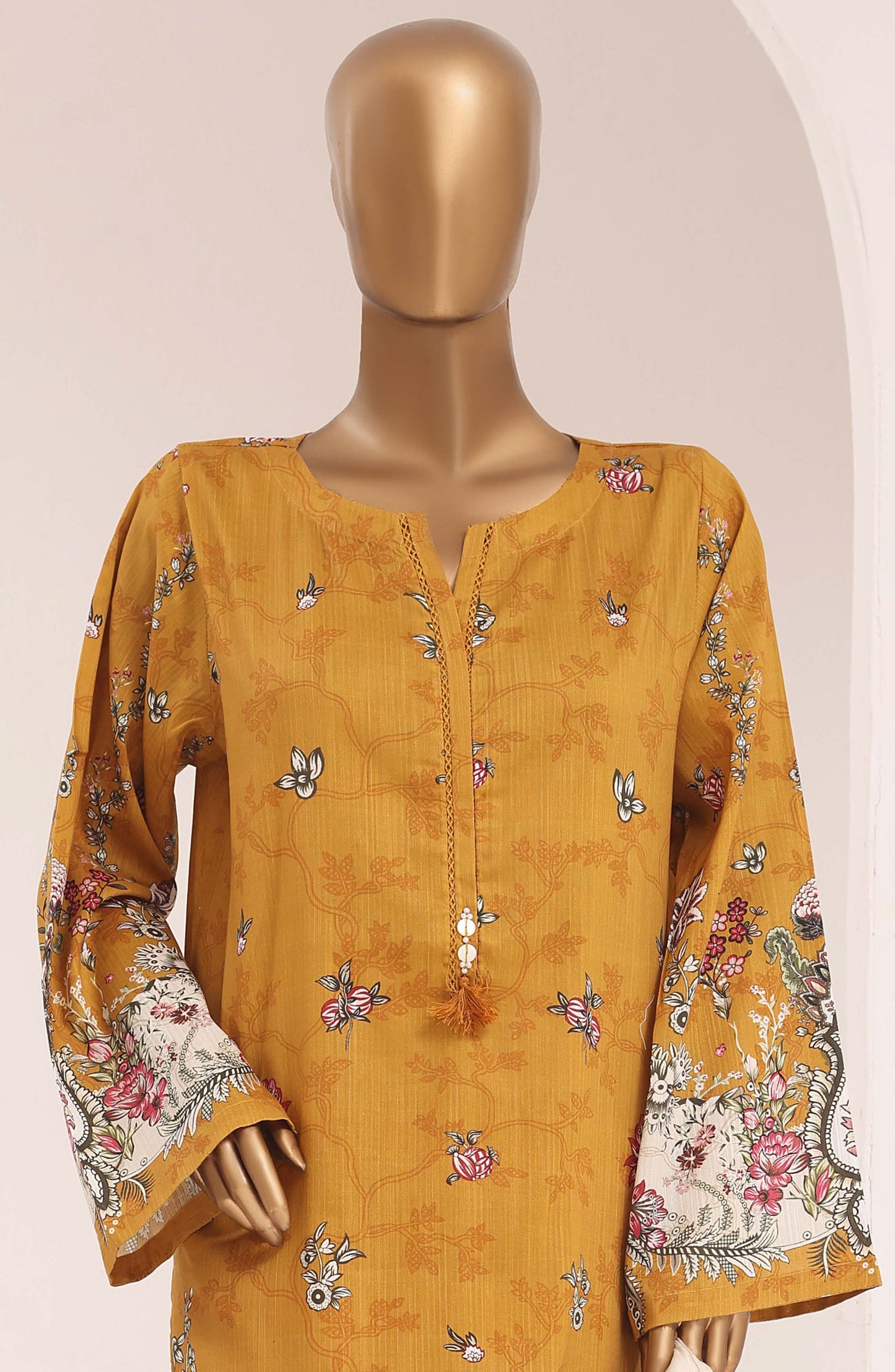 Sadabahar Printed Lawn Stitched 3 Piece Suit - D-06 - SBD26TEN - Mustard - Summer Collection