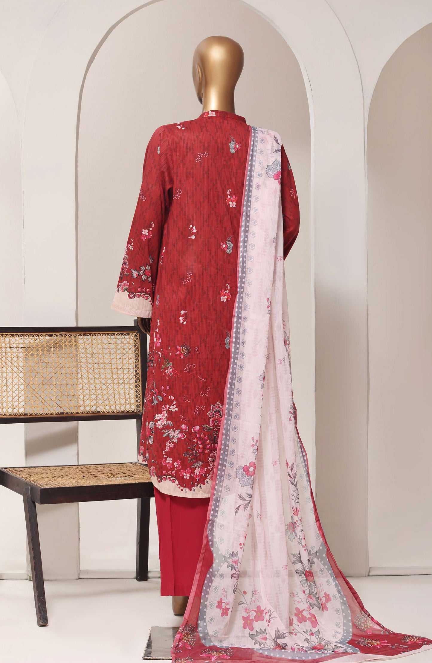 Sadabahar Printed Lawn Stitched 3 Piece Suit - D-07 - SBD26ELV - Red - Summer Collection