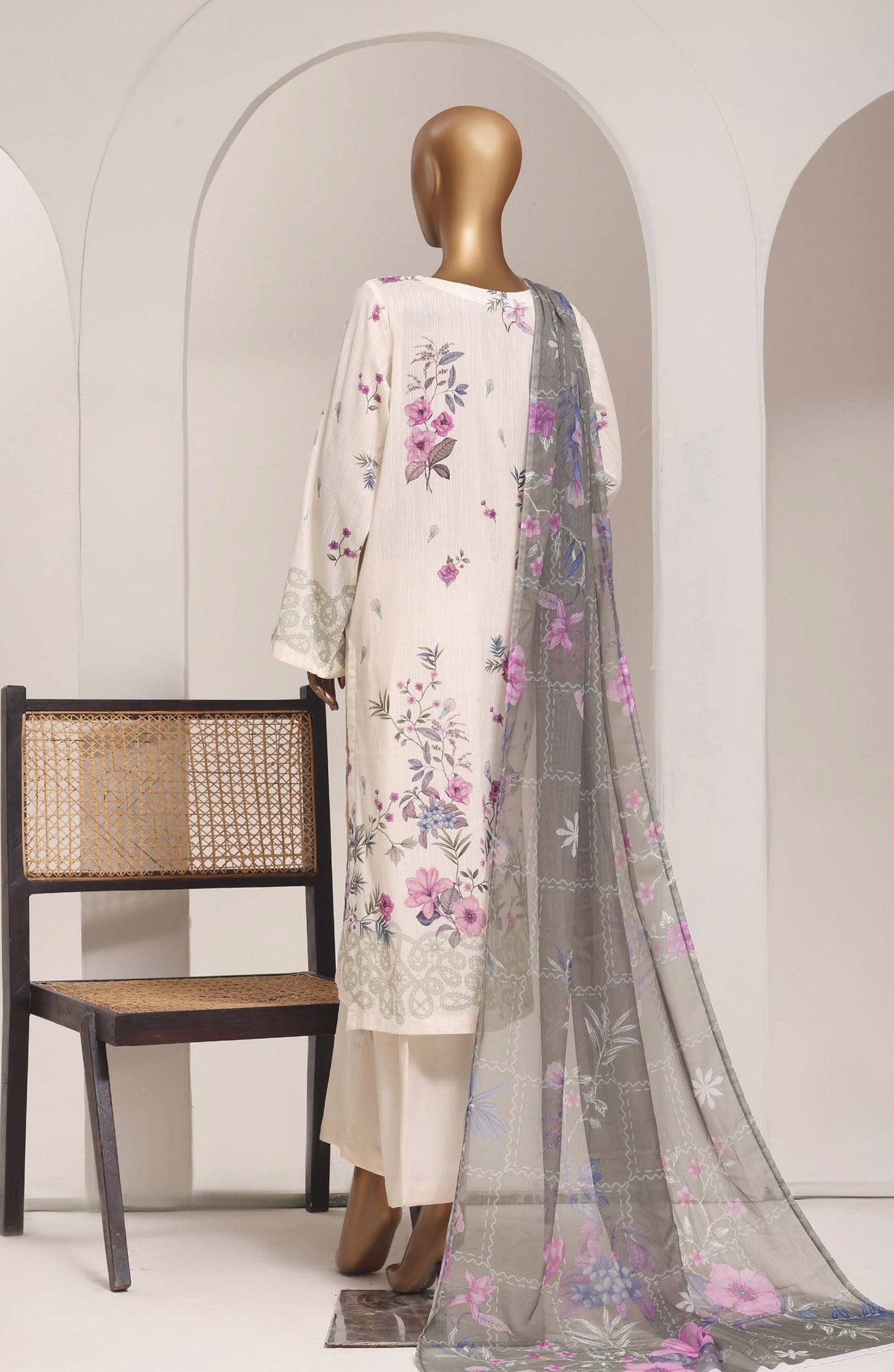 Sadabahar Printed Lawn Stitched 3 Piece Suit - D-06 - SBD26ELV - Off White - Summer Collection