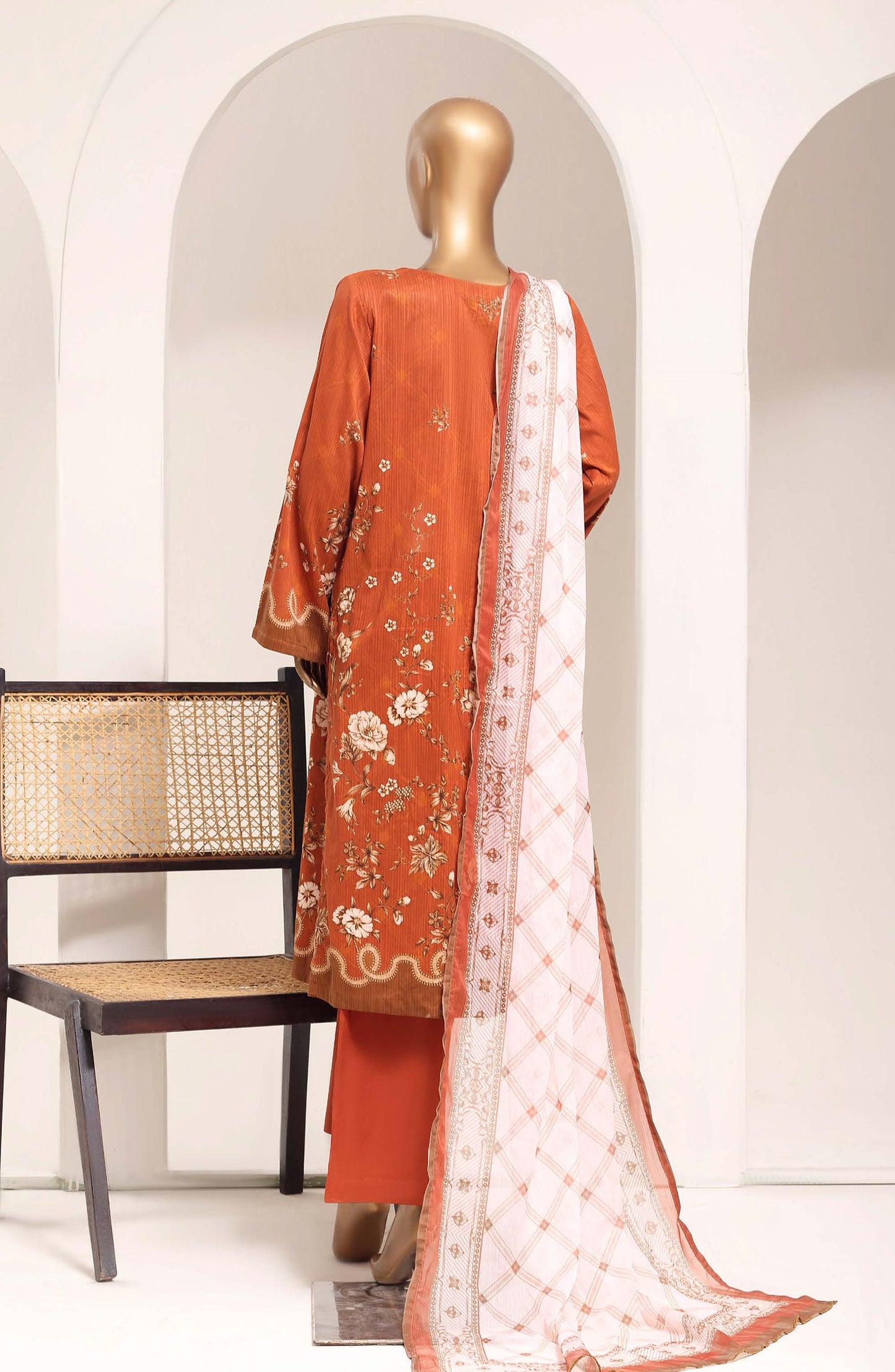 Sadabahar Printed Lawn Stitched 3 Piece Suit - D-01 - SBD26ELV - Rust - Summer Collection