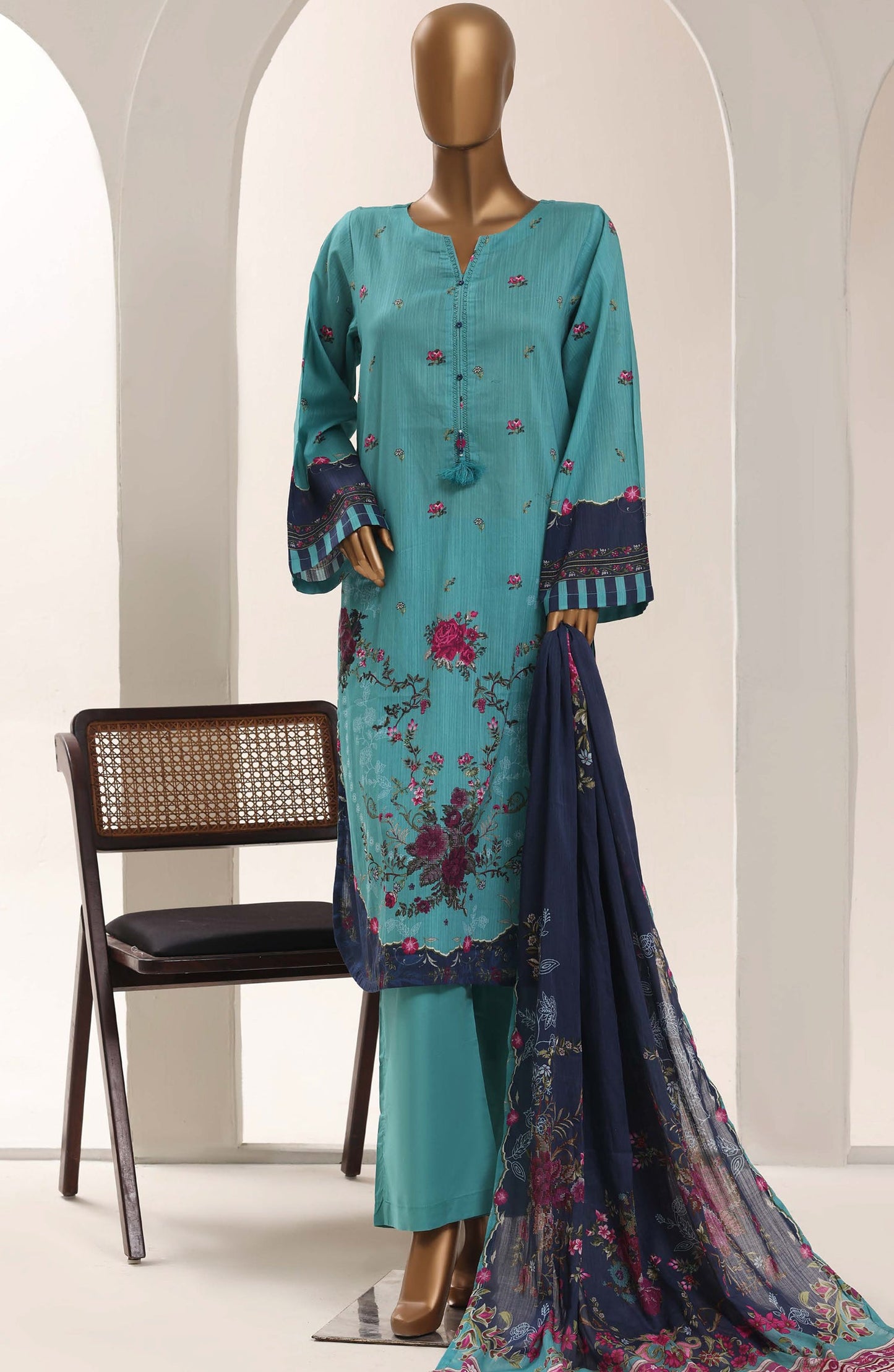 Sadabahar Printed Lawn Stitched 3 Piece Suit - D-05 - SBD26WET - Blue - Summer Collection