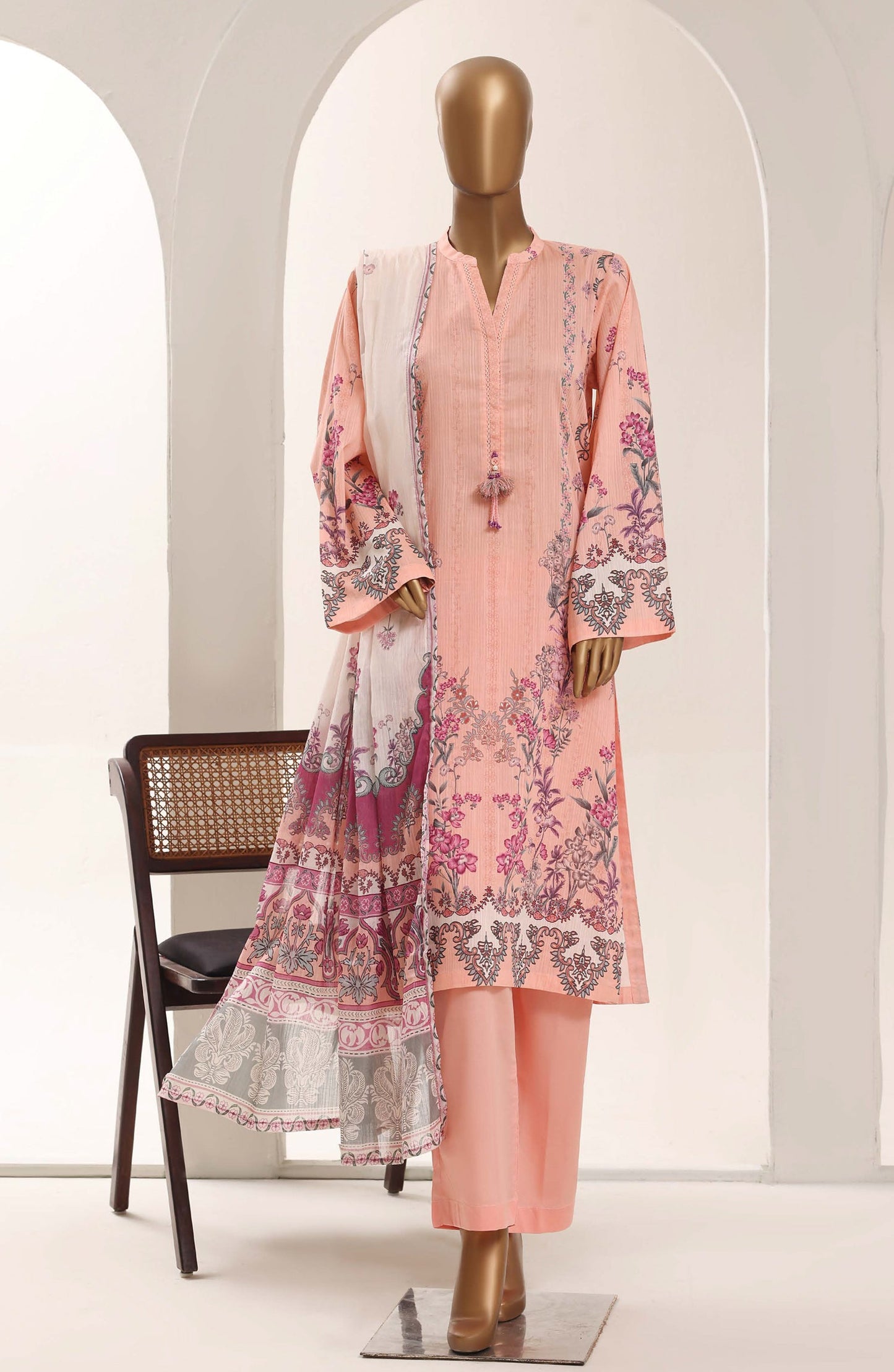 Sadabahar Printed Lawn Stitched 3 Piece Suit - D-03 - SBD26WET - Pink - Summer Collection