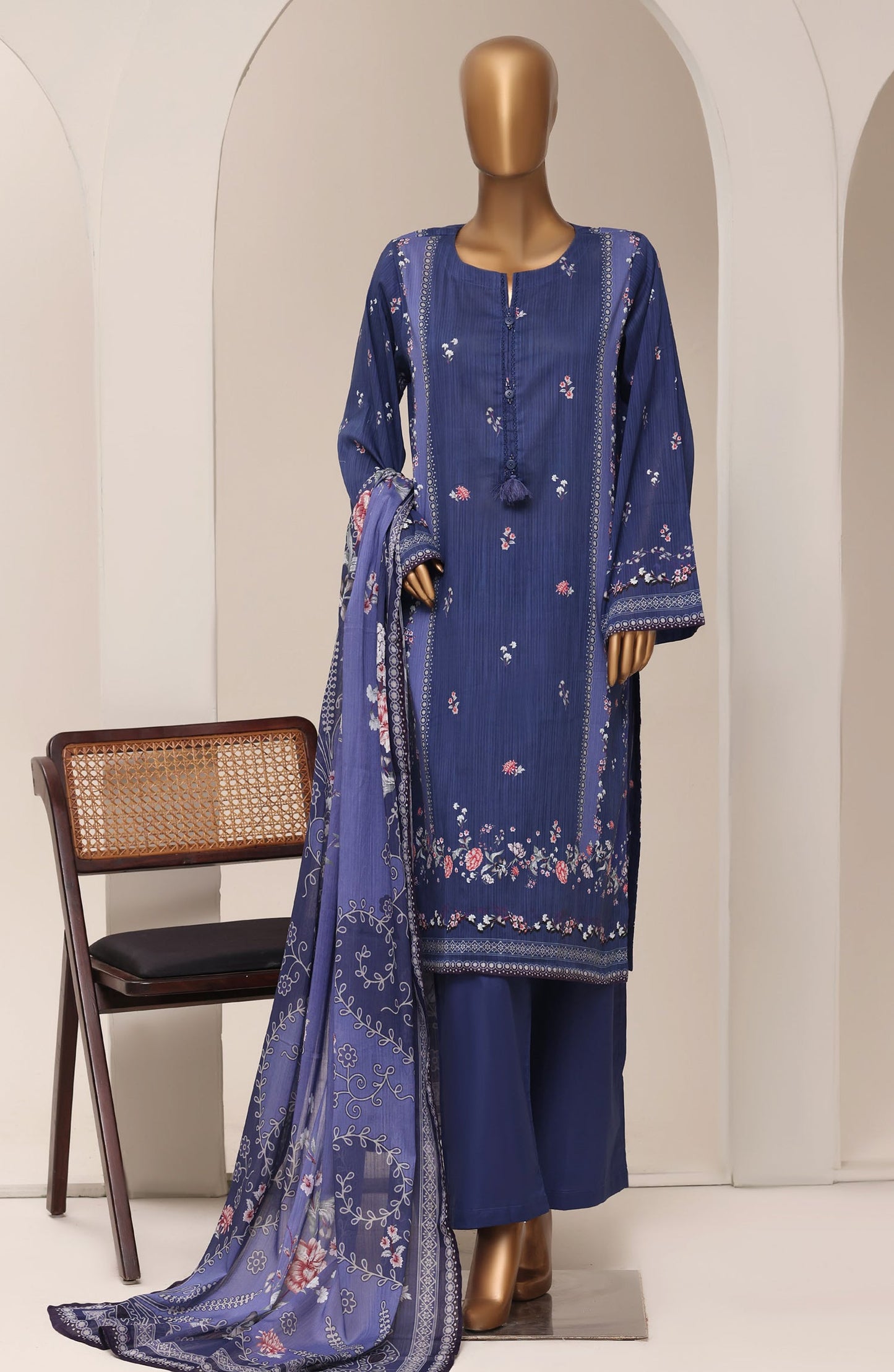 Sadabahar Printed Lawn Stitched 3 Piece Suit - D-05 - SBD26RTN - Blue - Summer Collection