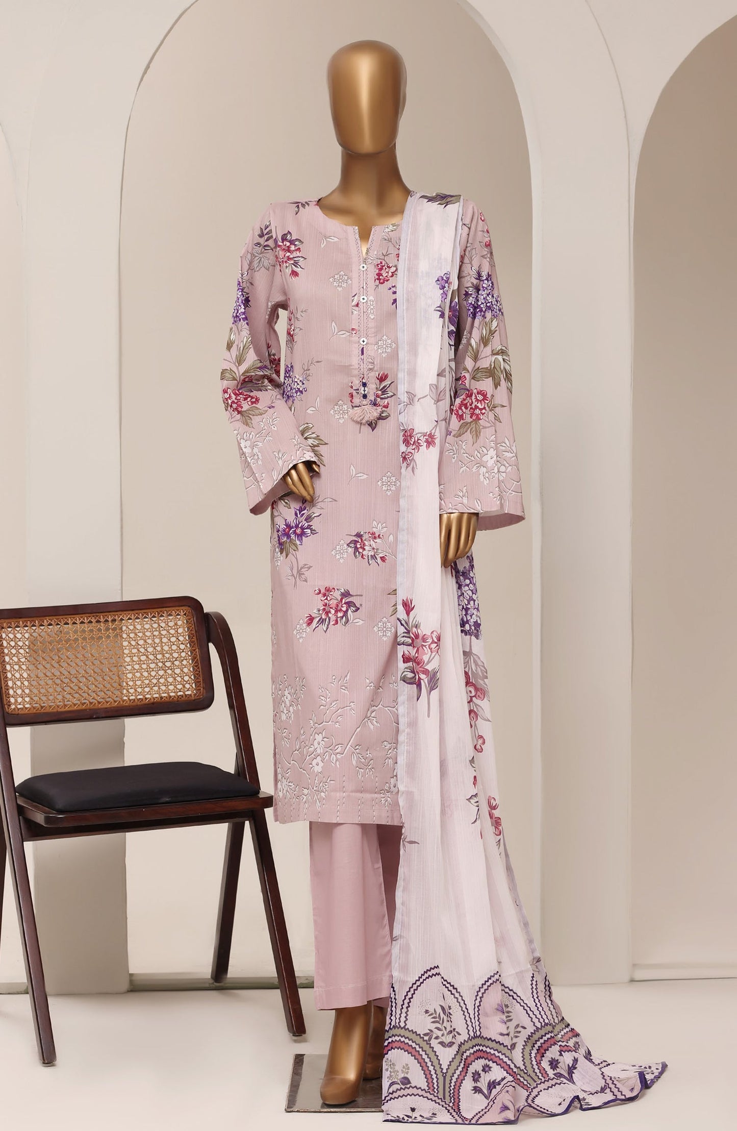 Sadabahar Printed Lawn Stitched 3 Piece Suit - D-04 - SBD26RTN - Pink - Summer Collection