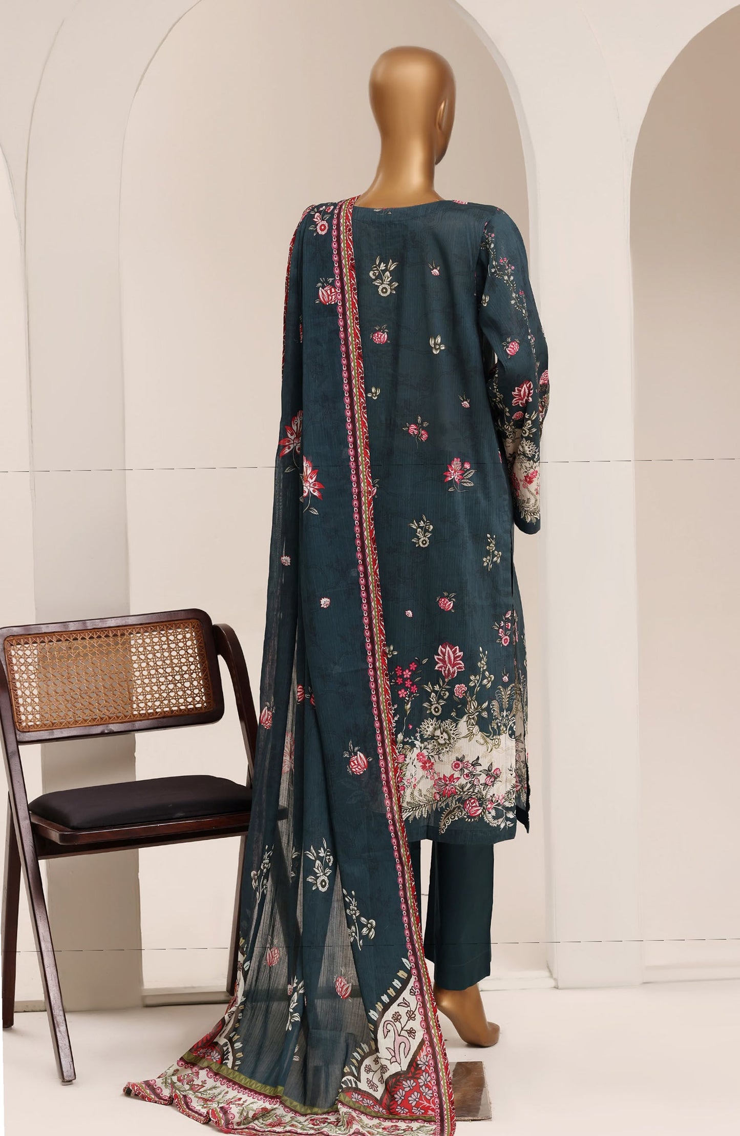 Sadabahar Printed Lawn Stitched 3 Piece Suit - D-03 - SBD26RTN - Teal - Summer Collection