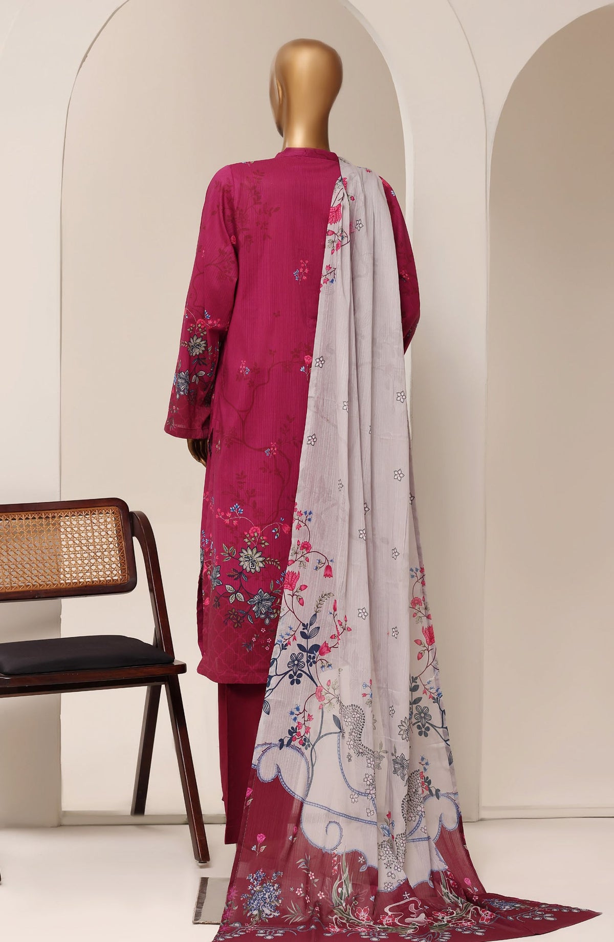 Sadabahar Printed Lawn Stitched 3 Piece Suit - D-02 - SBD26RTN - Pink - Summer Collection