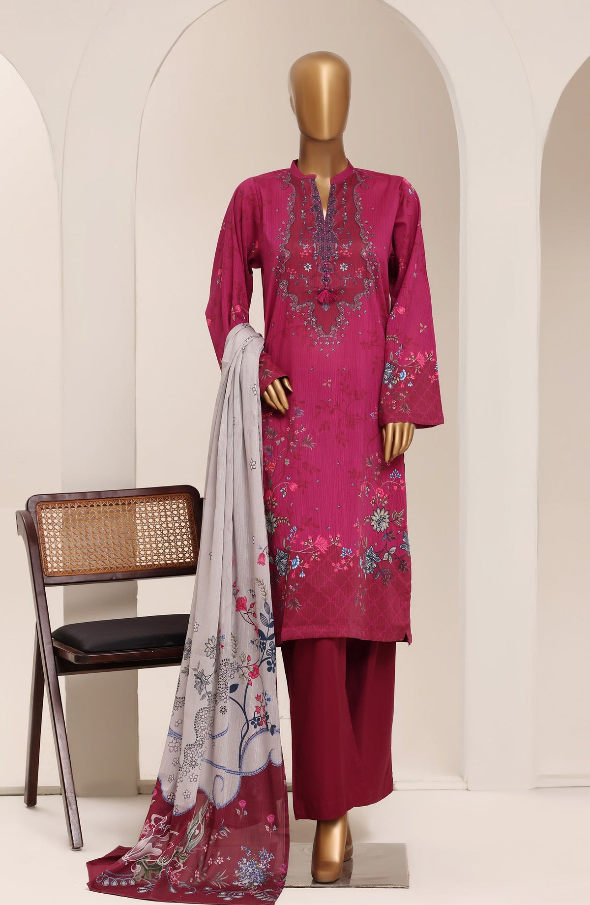 Sadabahar Printed Lawn Stitched 3 Piece Suit - D-02 - SBD26RTN - Pink - Summer Collection