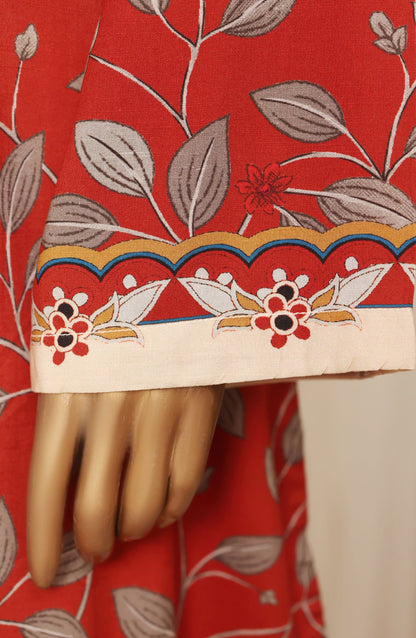 Sadabahar Printed Linen Stitched 3 Piece Suit - D-03 - SBD26LN - Red - Winter Collection