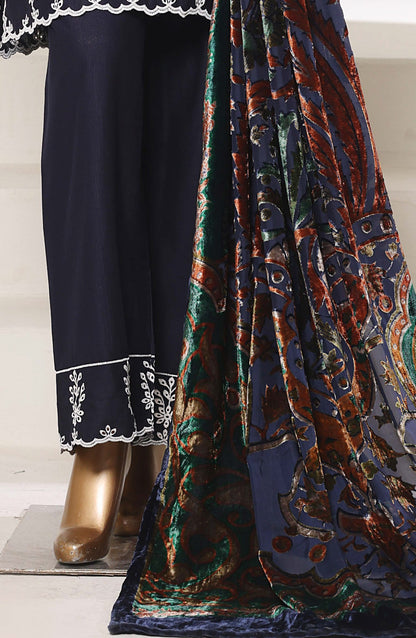 Sadabahar Luxury Embroidered Khaddar Karandi Stitched 3 Piece Suit - Design-04 - SBD25KKR - Blue - Winter Collection