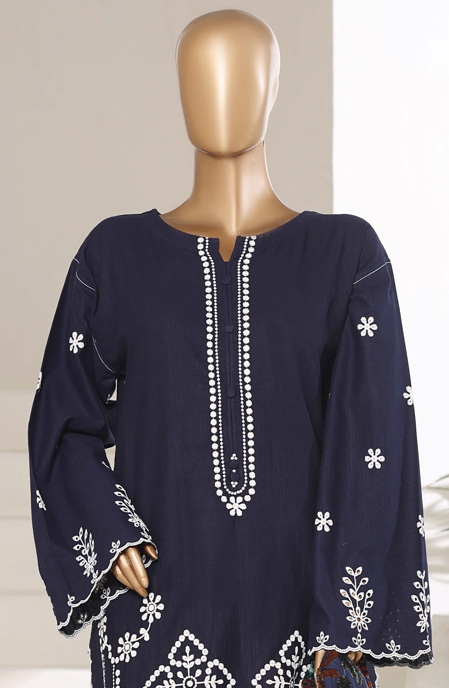 Sadabahar Luxury Embroidered Khaddar Karandi Stitched 3 Piece Suit - Design-04 - SBD25KKR - Blue - Winter Collection