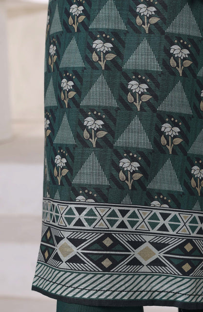 Sadabahar Printed Khaddar Stitched 3 Piece Suit - Design-06 - SDB25KHD - Green - Winter Collection