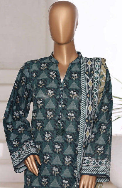 Sadabahar Printed Khaddar Stitched 3 Piece Suit - Design-06 - SDB25KHD - Green - Winter Collection