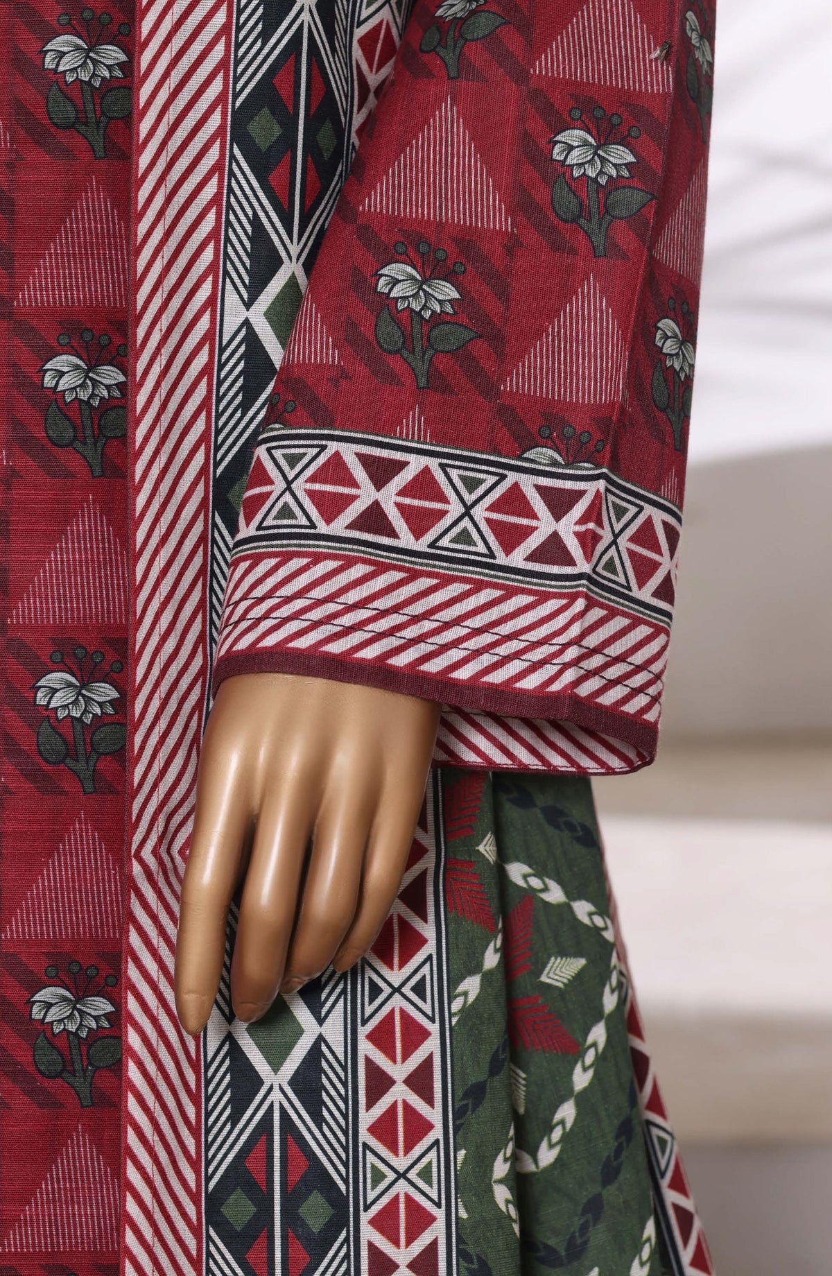 Sadabahar Printed Khaddar Stitched 3 Piece Suit - Design-05 - SDB25KHD - Red - Winter Collection