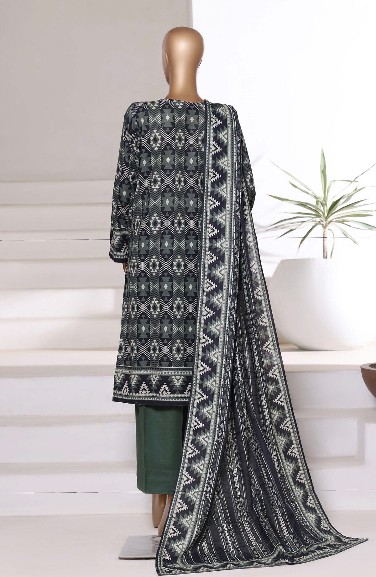 Sadabahar Printed Khaddar Stitched 3 Piece Suit - Design-03 - SDB25KHD - Black - Winter Collection