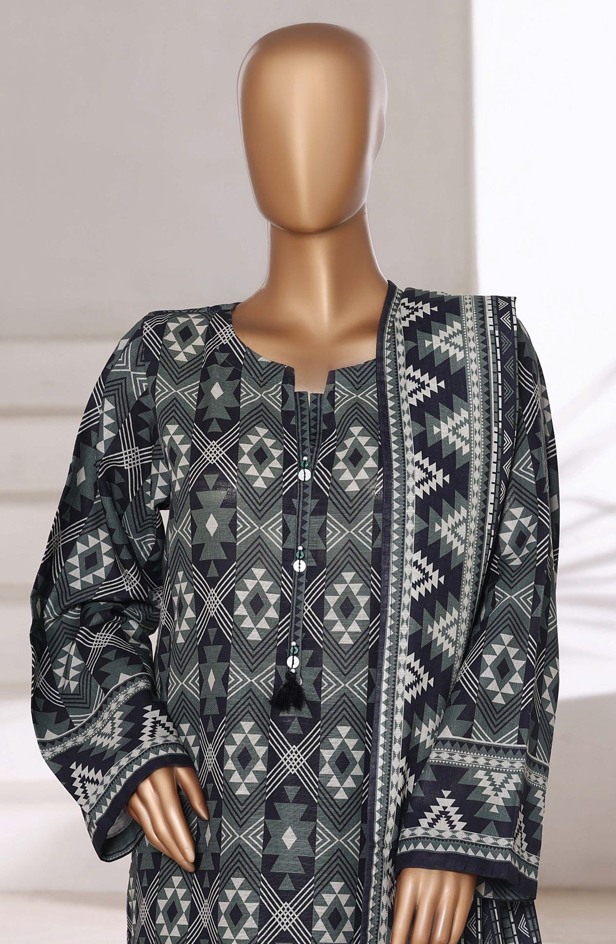 Sadabahar Printed Khaddar Stitched 3 Piece Suit - Design-03 - SDB25KHD - Black - Winter Collection