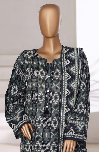 Sadabahar Printed Khaddar Stitched 3 Piece Suit - Design-03 - SDB25KHD - Black - Winter Collection