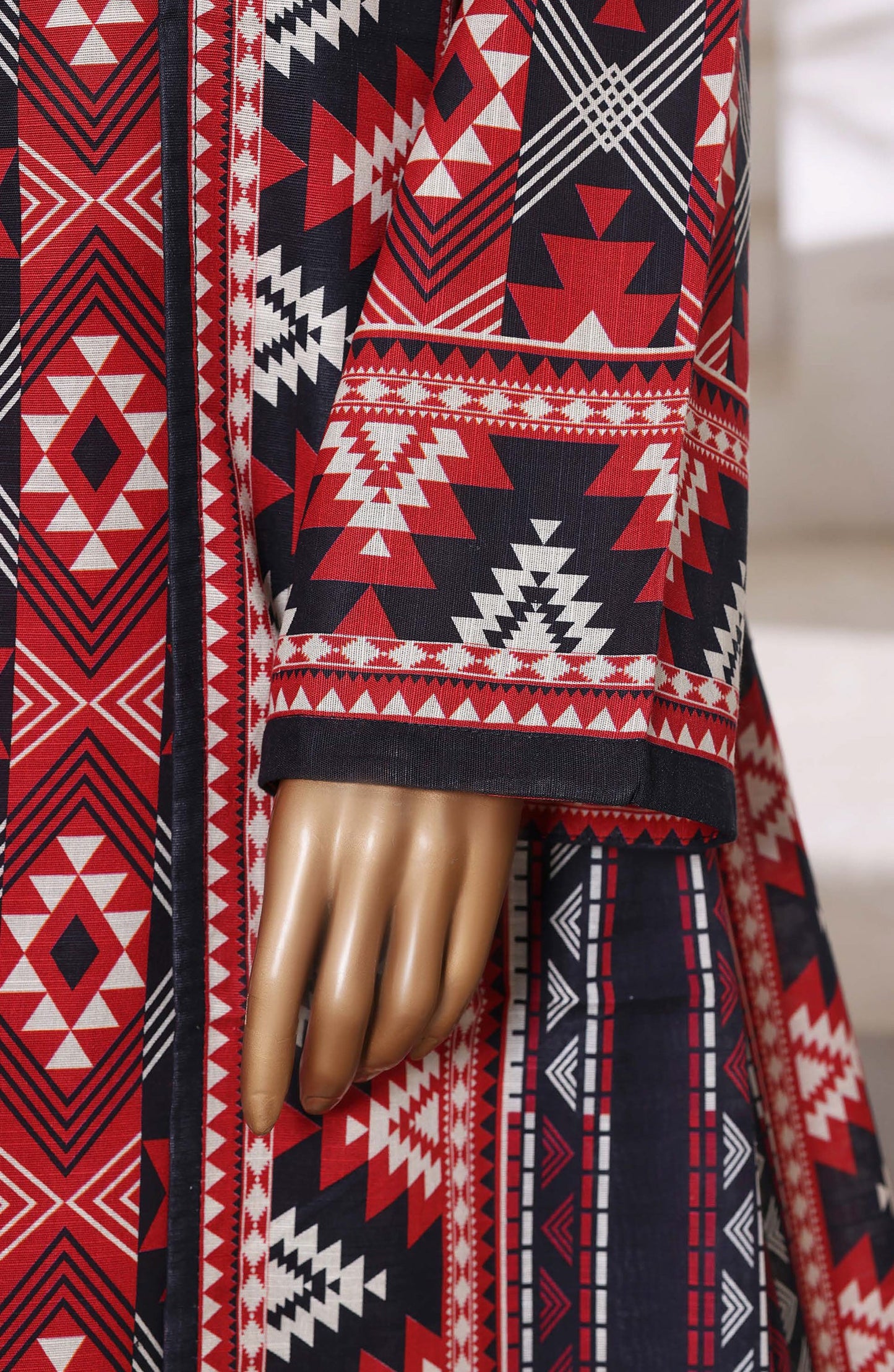 Sadabahar Printed Khaddar Stitched 3 Piece Suit - Design-02 - SDB25KHD - Red - Winter Collection