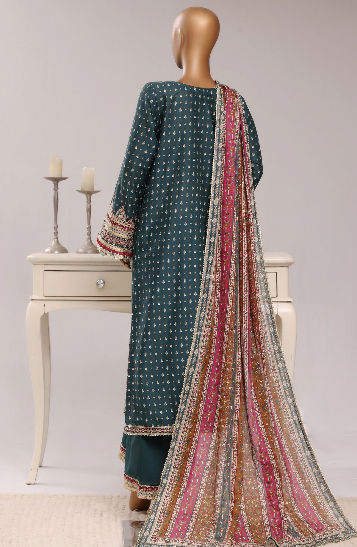 Sadabahar Regal Embroidered Lawn Stitched 3 Piece Suit - D-07 - SBD26RGR - Green - Festive Collection