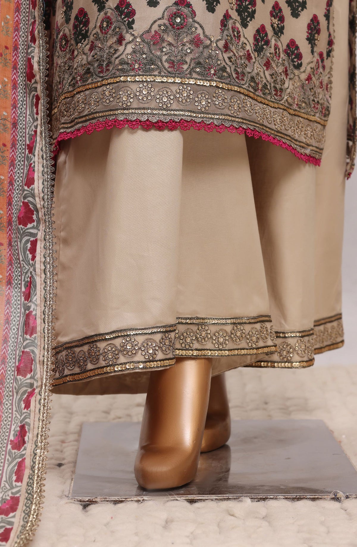 Sadabahar Regal Embroidered Lawn Stitched 3 Piece Suit - D-06 - SBD26RGR - Fawn - Festive Collection