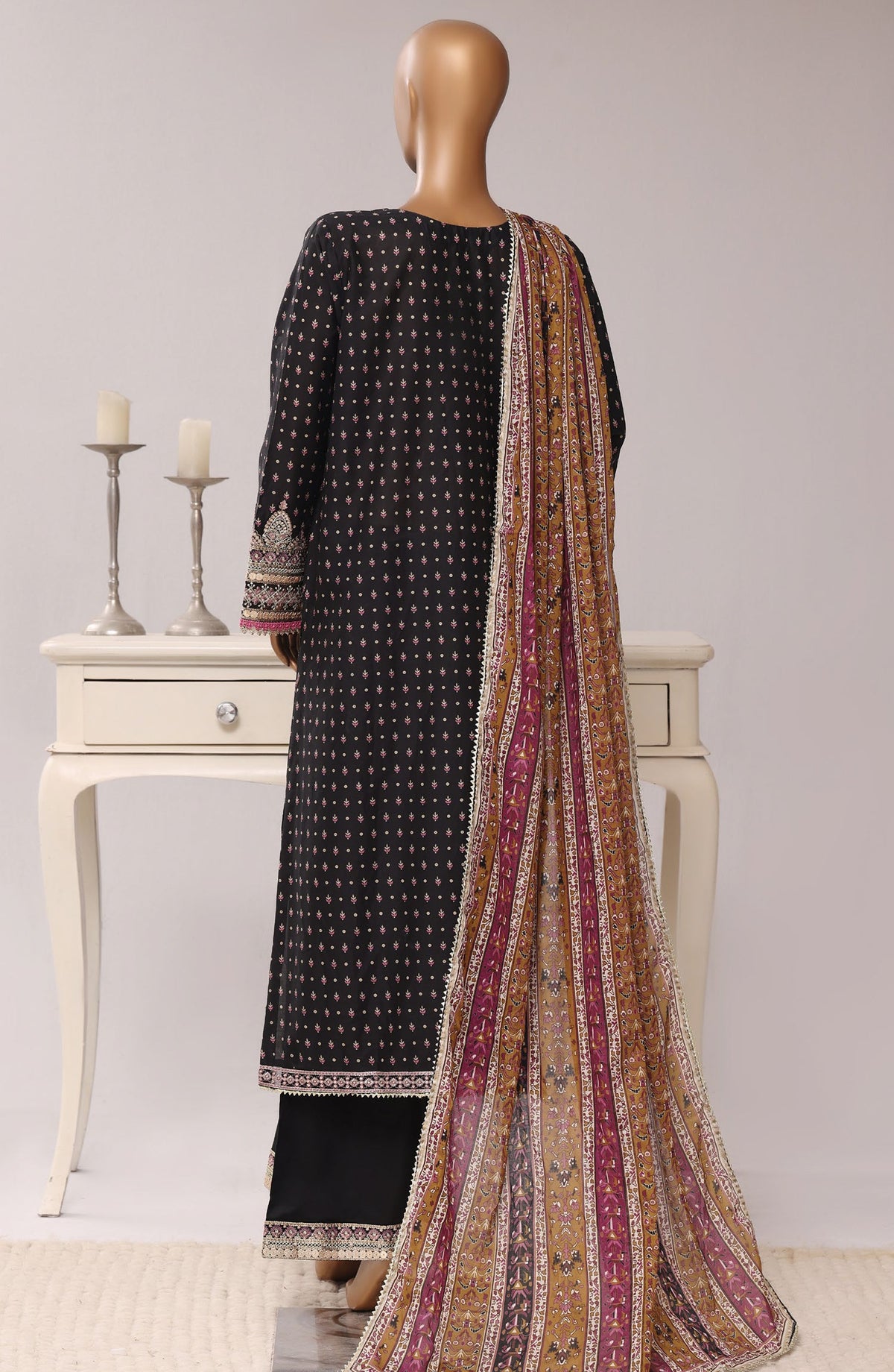 Sadabahar Regal Embroidered Lawn Stitched 3 Piece Suit - D-03 - SBD26RGR - Black - Festive Collection