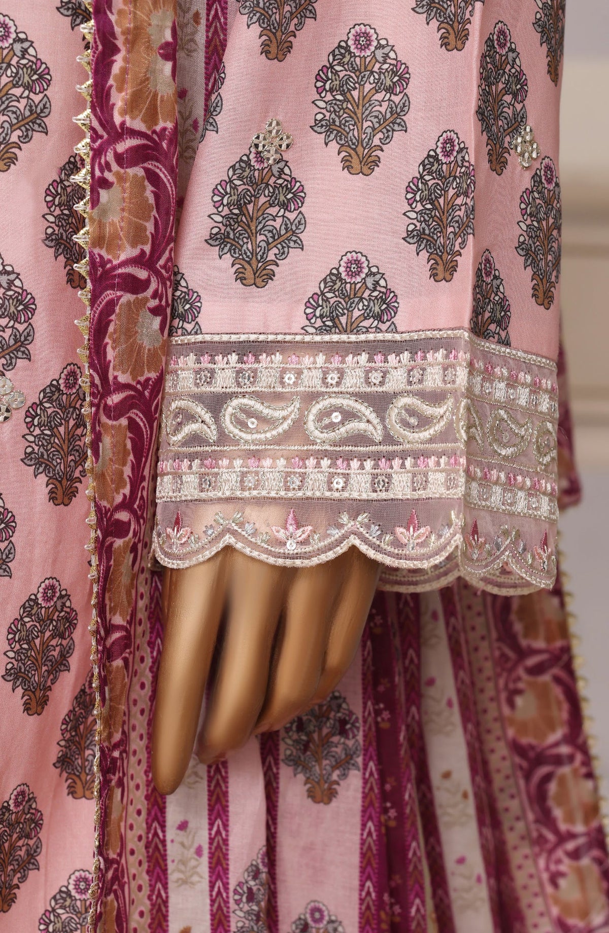 Sadabahar Regal Embroidered Lawn Stitched 3 Piece Suit - D-02 - SBD26RGR - Pink - Festive Collection