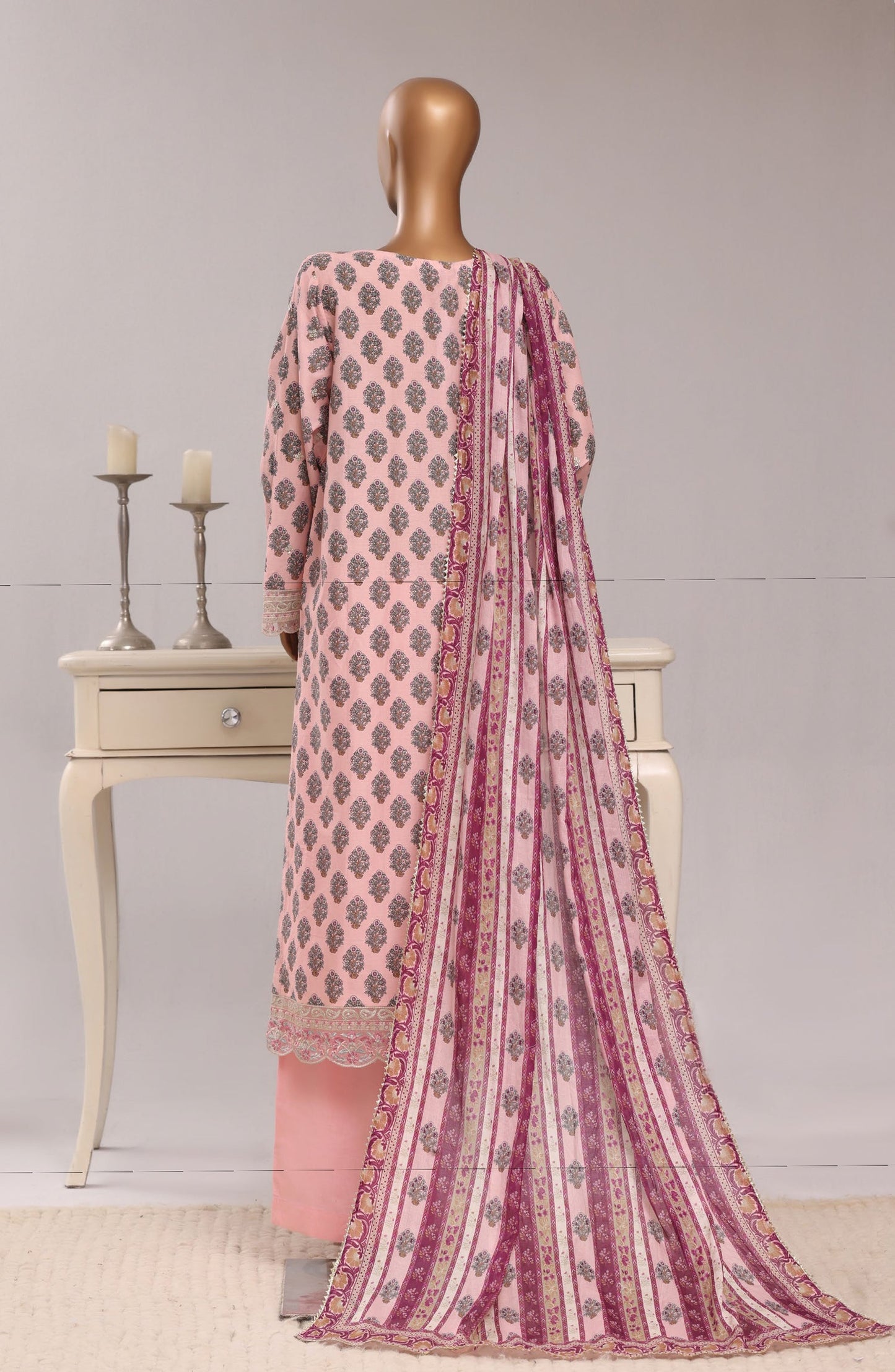 Sadabahar Regal Embroidered Lawn Stitched 3 Piece Suit - D-02 - SBD26RGR - Pink - Festive Collection