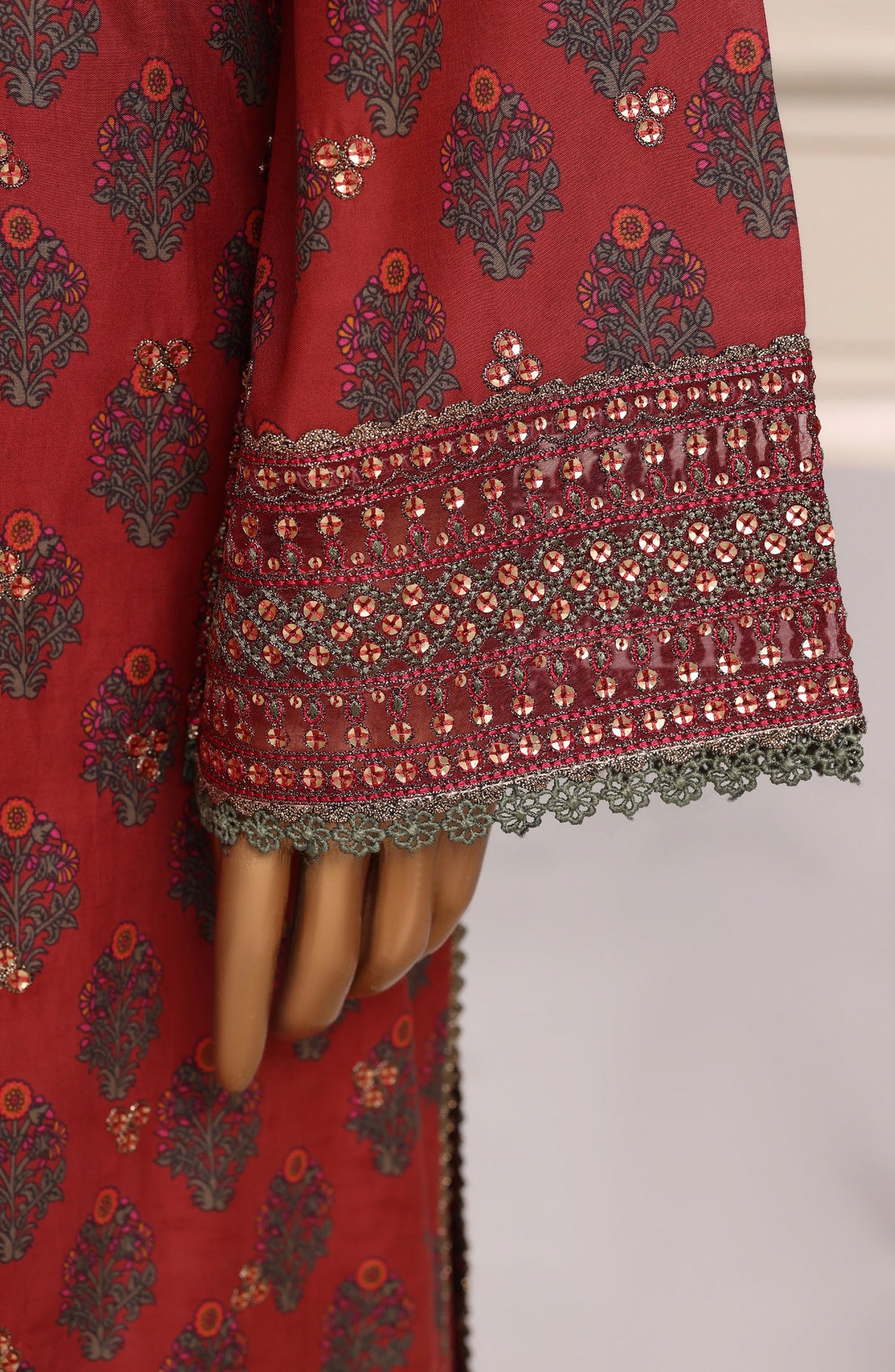 Sadabahar Regal Embroidered Lawn Stitched 3 Piece Suit - D-01 - SBD26RGR - Pink - Festive Collection