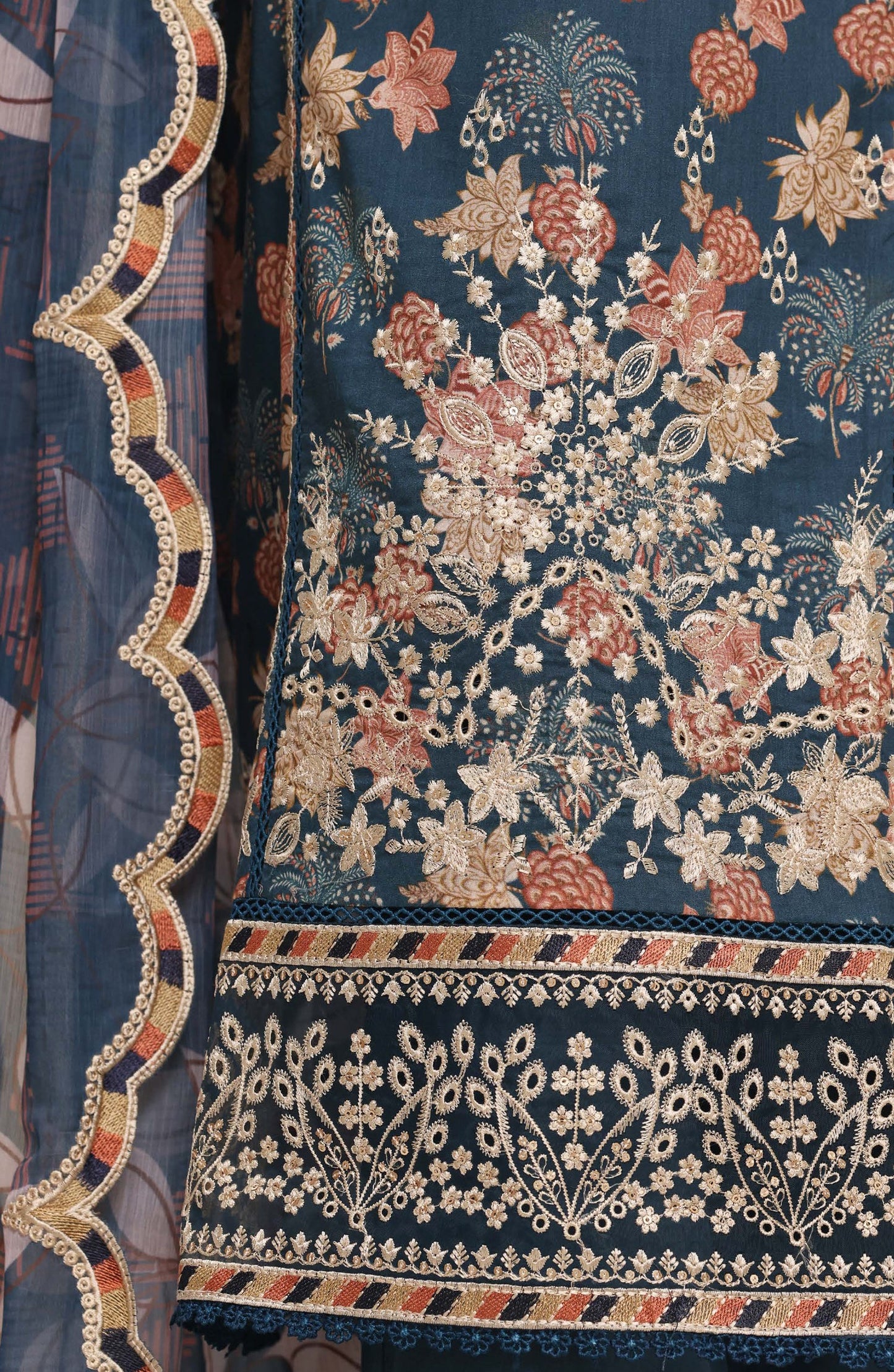 Sadabahar Signature Embroidered Stitched 3 Piece Suit - D-10 - SBD26XIT - Blue - Festive Collection