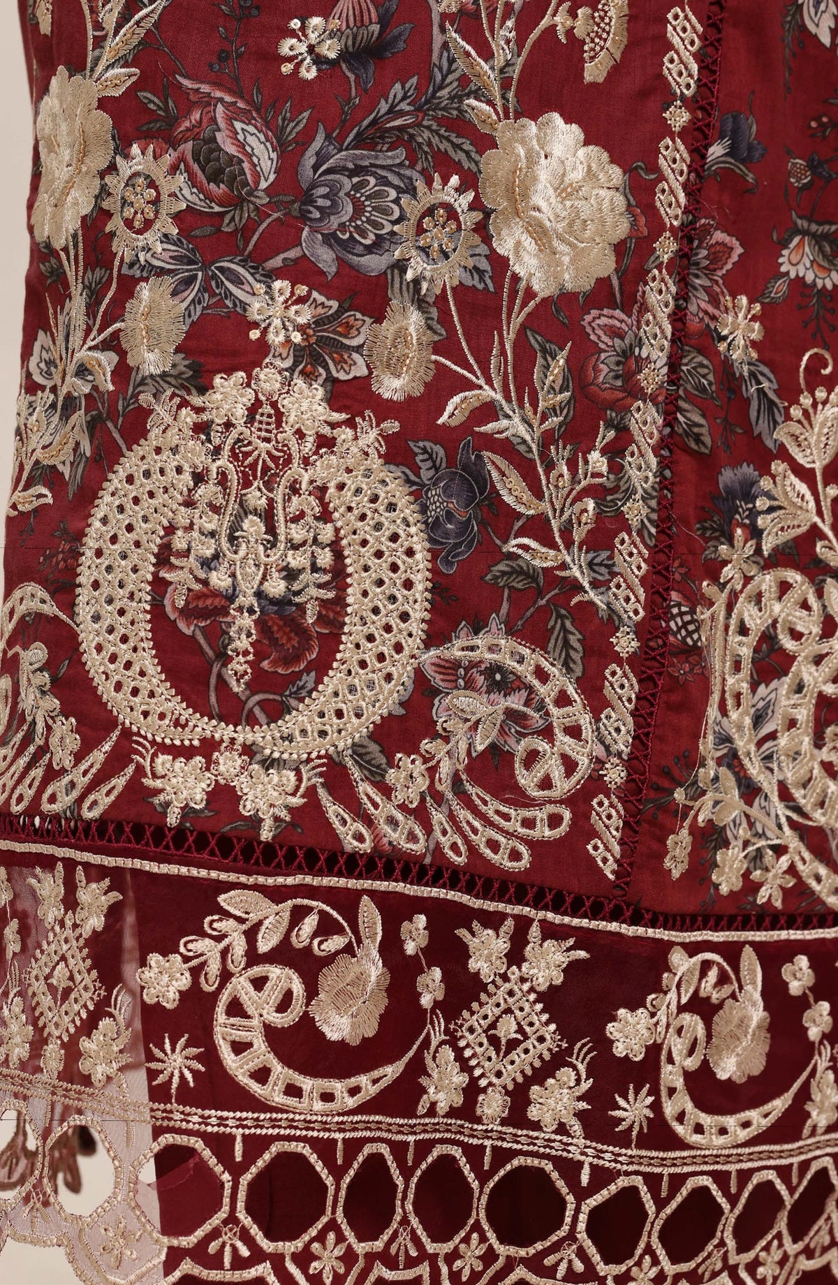 Sadabahar Signature Embroidered Stitched 3 Piece Suit - D-09 - SBD26XIT - Maroon - Festive Collection