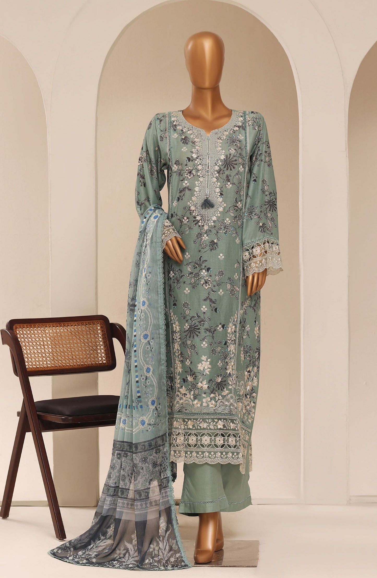 Sadabahar Signature Embroidered Stitched 3 Piece Suit - D-04 - SBD26SVEN - Green - Festive Collection