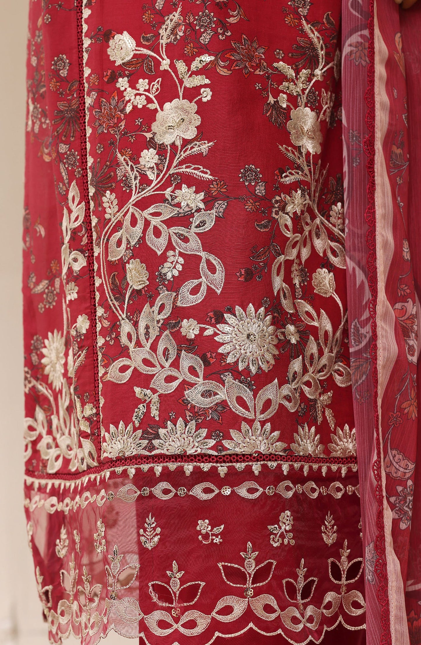 Sadabahar Signature Embroidered Stitched 3 Piece Suit - D-03 - SBD26SVEN - Red - Festive Collection