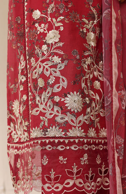 Sadabahar Signature Embroidered Stitched 3 Piece Suit - D-03 - SBD26SVEN - Red - Festive Collection