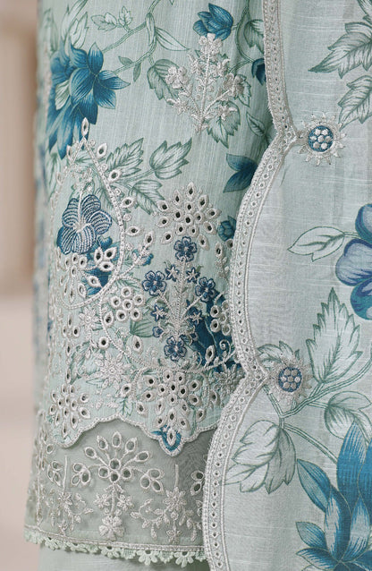 Sadabahar Signature Embroidered Khaddar Stitched 3 Piece Suit - Design-06 - SBD25SNA - Light Blue - Winter Collection