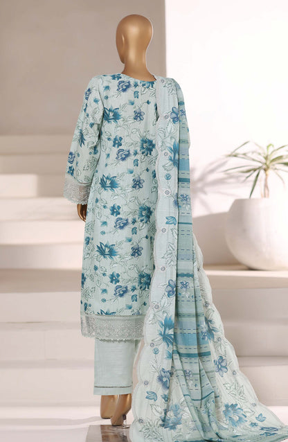 Sadabahar Signature Embroidered Khaddar Stitched 3 Piece Suit - Design-06 - SBD25SNA - Light Blue - Winter Collection