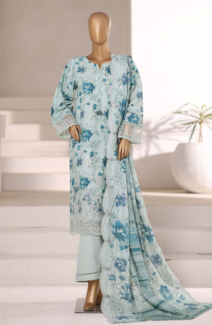 Sadabahar Signature Embroidered Khaddar Stitched 3 Piece Suit - Design-06 - SBD25SNA - Light Blue - Winter Collection
