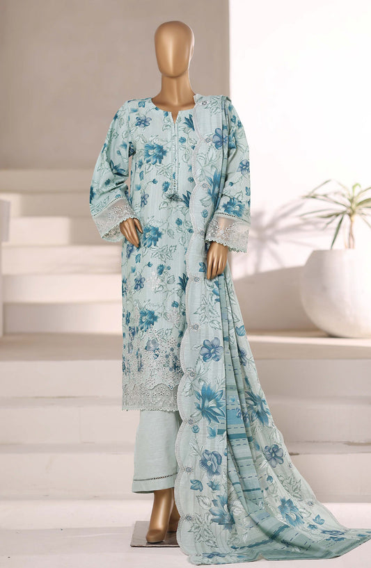 Sadabahar Signature Embroidered Khaddar Stitched 3 Piece Suit - Design-06 - SBD25SNA - Light Blue - Winter Collection
