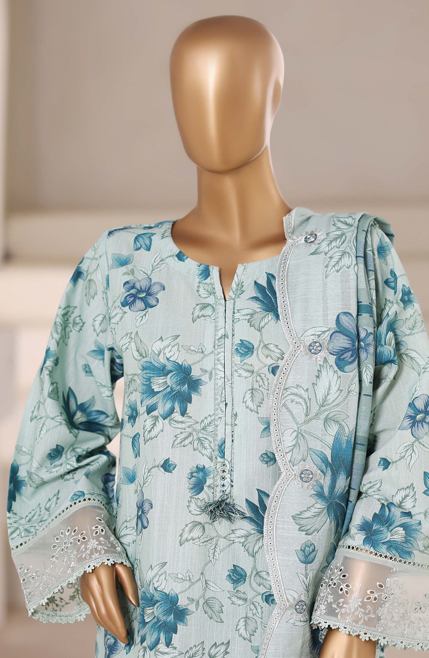 Sadabahar Signature Embroidered Khaddar Stitched 3 Piece Suit - Design-06 - SBD25SNA - Light Blue - Winter Collection