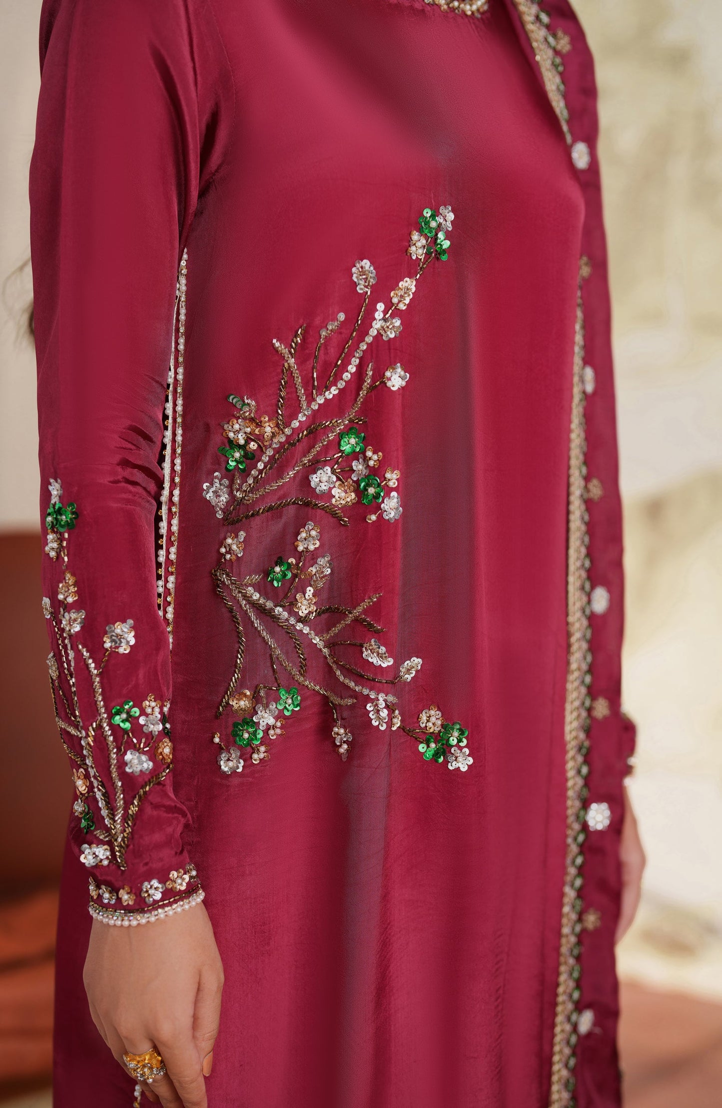 Saheera by Zarif Embroidered Tussel Silk Unstitched 3 Piece Suit - ZRF-ZHE-02 SHAMMA - ZRF25SRA - Pink - Luxury Collection