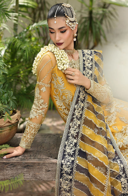Saiyara by Imrozia Luxury Formal Embroidered Net Unstitched 3 Piece Suit - I-230 ZAREHA - IMP25SAY - Yellow - Festive Collection