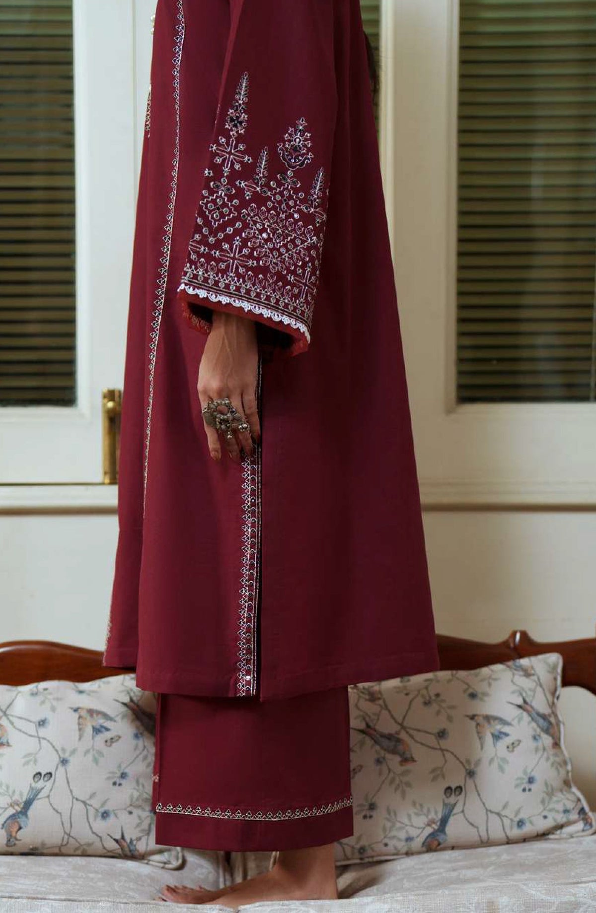 Sakoon by Casual Lite Embroidered Cotton Lawn Stitched 3 Piece Suit - Outfit-07 The Maroon - CL26SKN - Summer Collection