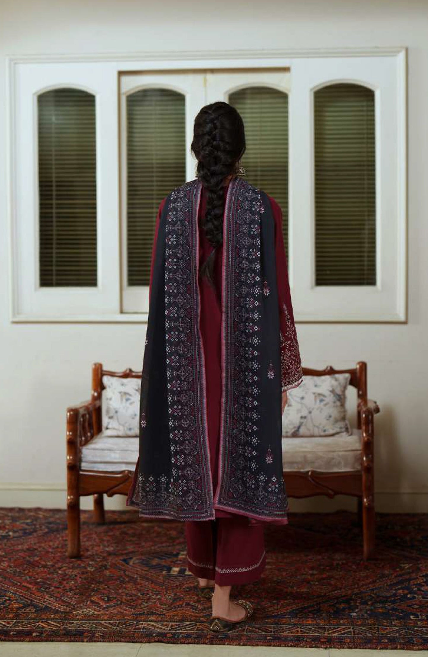 Sakoon by Casual Lite Embroidered Cotton Lawn Stitched 3 Piece Suit - Outfit-07 The Maroon - CL26SKN - Summer Collection